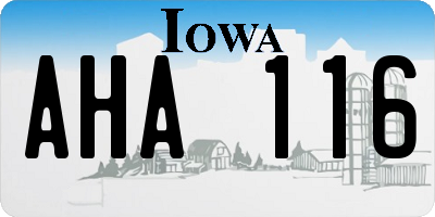 IA license plate AHA116