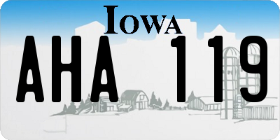 IA license plate AHA119
