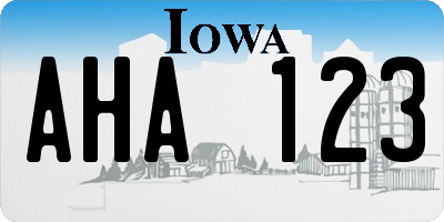 IA license plate AHA123
