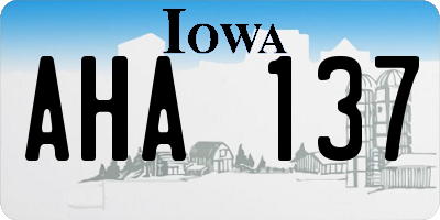 IA license plate AHA137