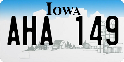 IA license plate AHA149