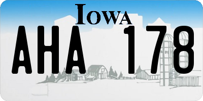 IA license plate AHA178