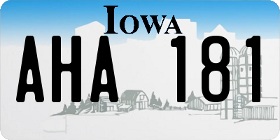 IA license plate AHA181