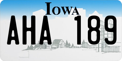 IA license plate AHA189