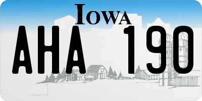 IA license plate AHA190
