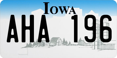 IA license plate AHA196