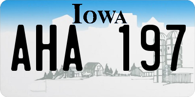 IA license plate AHA197