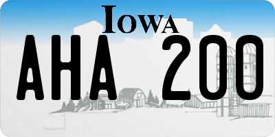 IA license plate AHA200