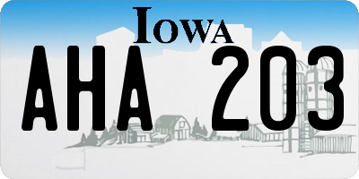 IA license plate AHA203