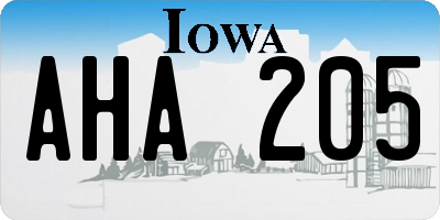 IA license plate AHA205