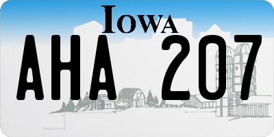 IA license plate AHA207
