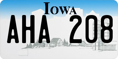 IA license plate AHA208