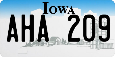 IA license plate AHA209