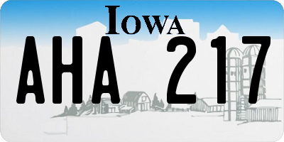 IA license plate AHA217