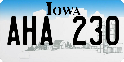 IA license plate AHA230