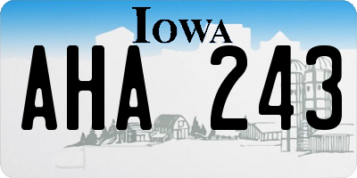 IA license plate AHA243
