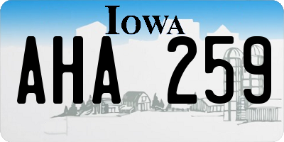 IA license plate AHA259