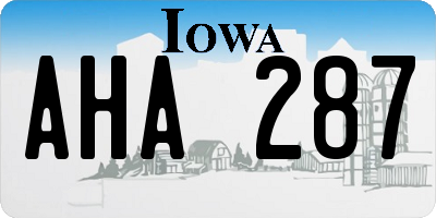 IA license plate AHA287