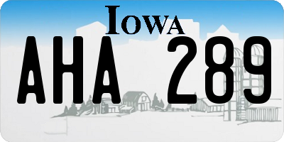 IA license plate AHA289