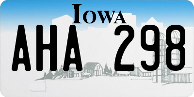 IA license plate AHA298