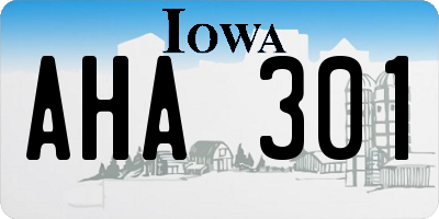 IA license plate AHA301