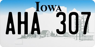 IA license plate AHA307