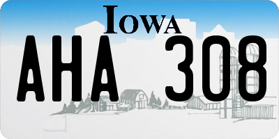 IA license plate AHA308