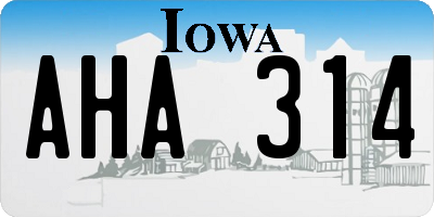 IA license plate AHA314