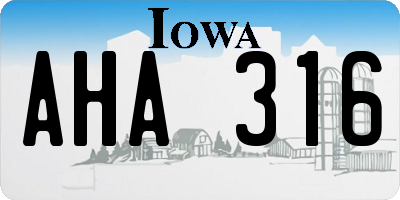 IA license plate AHA316