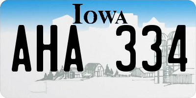 IA license plate AHA334