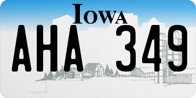 IA license plate AHA349