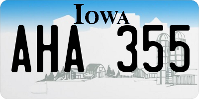 IA license plate AHA355