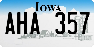 IA license plate AHA357
