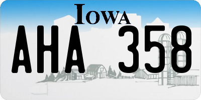 IA license plate AHA358