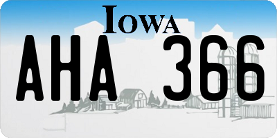 IA license plate AHA366