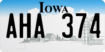 IA license plate AHA374