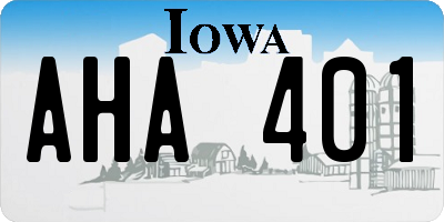 IA license plate AHA401