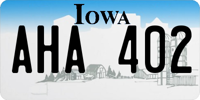 IA license plate AHA402