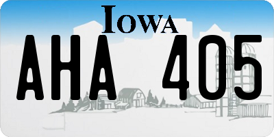 IA license plate AHA405