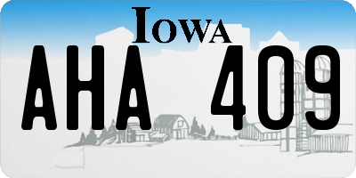 IA license plate AHA409