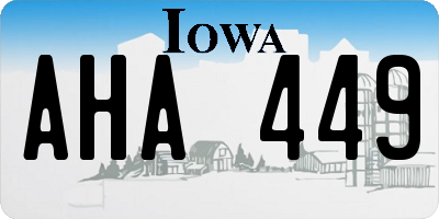 IA license plate AHA449