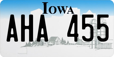 IA license plate AHA455