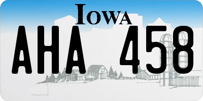 IA license plate AHA458