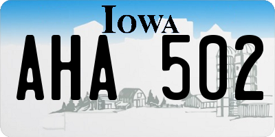 IA license plate AHA502