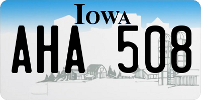 IA license plate AHA508