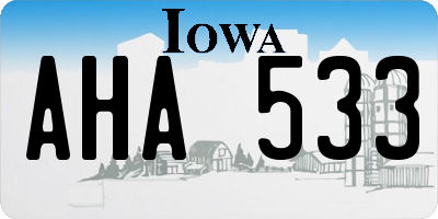 IA license plate AHA533