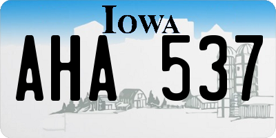 IA license plate AHA537