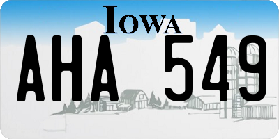 IA license plate AHA549