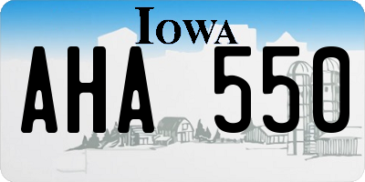 IA license plate AHA550