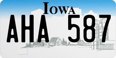 IA license plate AHA587